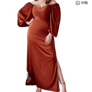 Cinderella Rust Off-Shoulder Dress
